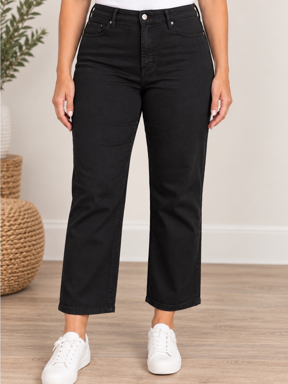 NYDJ Joni High Rise Relaxed Capri Jeans Black Size 16 NWT 23” Inseam